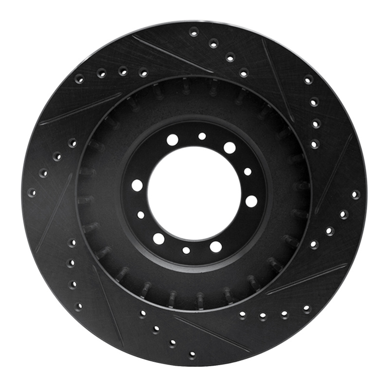 Mitsubishi Montero Brake Rotor (1) - Front Left - R1 Concepts - Drilled & Slotted - Black - `98-`04